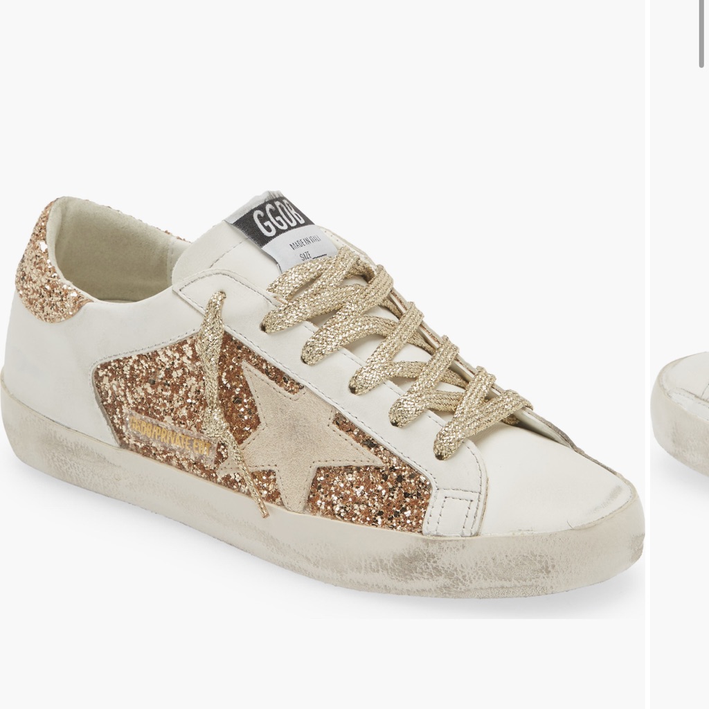 Golden Goose Super Star Double Quarter Glitter Gold White